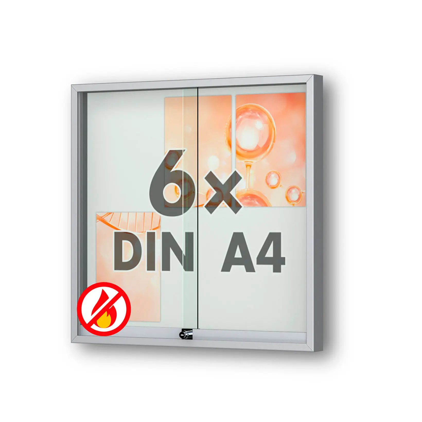 6 x DIN A4 Schaukasten Fortis mit Schiebetüren - 60 mm Bautiefe